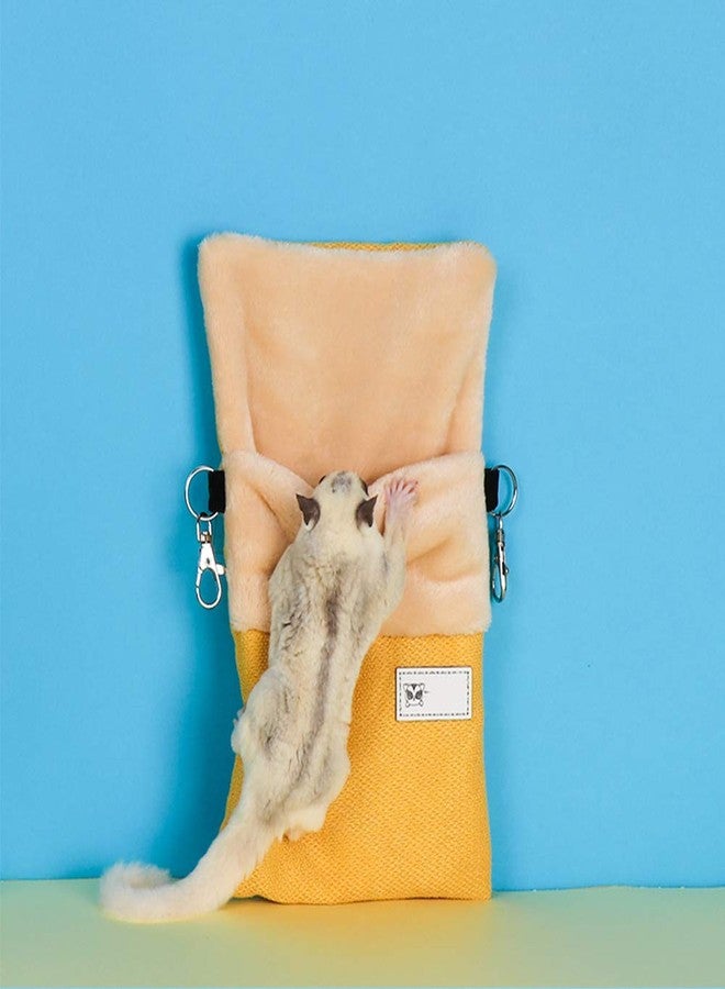 La La Pet Small Hanging Sleep Pouch with Heated Warm Compartment Hammock for Hamster Rat Sugar Glider Squirrel Ferret - Warm Nest Hideout Cave Cage Accessories (Blue, M) - Image 2
